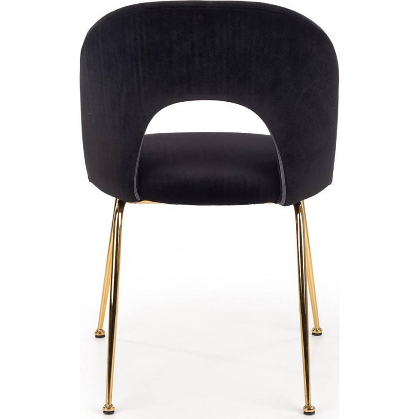 Stylish K385 black velvet chair with gold legs Halmar