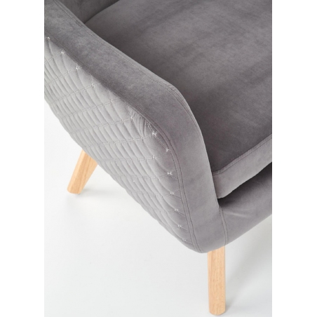 Marvel grey quilted armchair with wooden legs Halmar