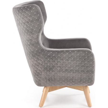 Marvel grey quilted armchair with wooden legs Halmar