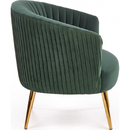Designerski Fotel "muszelka" złote nogi Crown Ciemno zielony Halmar do salonu i sypialni.