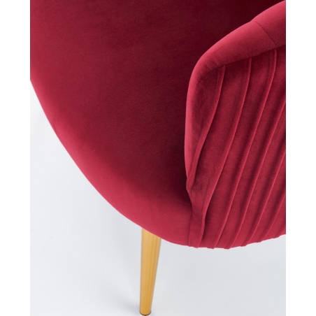Crown dark red velvet armchair with gold legs Halmar