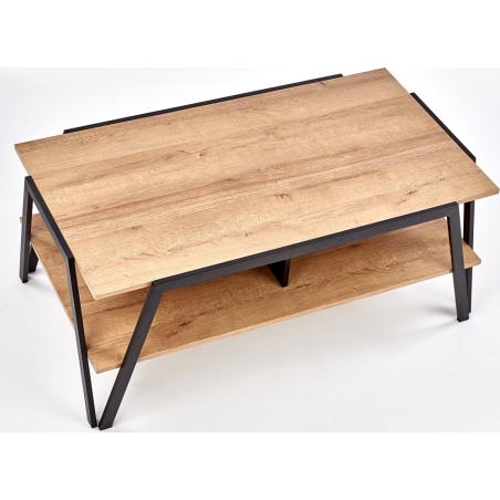 Volta 113x63 gold oak coffee table with shelf  Halmar