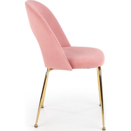 Stylowe Krzesło welurowe na złotych nogach K385 Różowy Halmar do jadalni, salonu i kuchni.