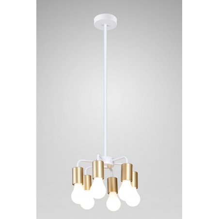 Inga white&amp;gold glamour pendant lamp with 6 lights Auhilon