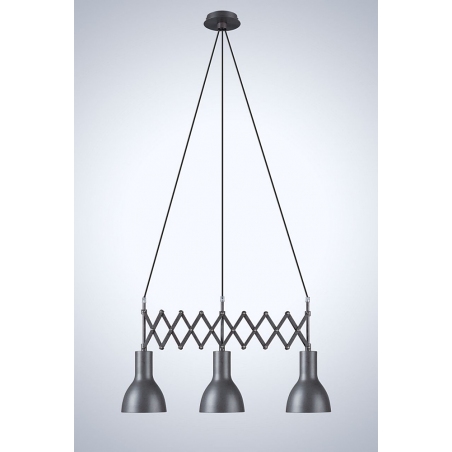Tesla III grey industrial pendant lamp with 3 lights Auhilon