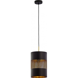 Bogart 20 black&amp;gold mesh tube pendant lamp Tk Lighting