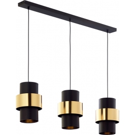 Stylowa Lampa wisząca potrójna Calisto czarno-złota 110 Tk Lighting do sypialni, kuchni i salonu.