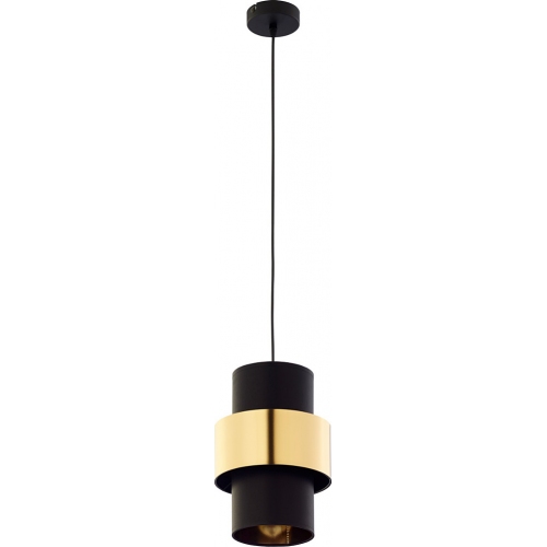 Calisto 20 black&amp;gold tube pendant lamp with shade Tk Lighting