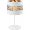 Stylowa Lampa stołowa z abażurem Tago biało-złota Tk Lighting do sypialni i salonu.
