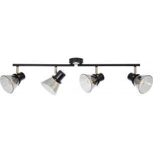 Ronald smoke glass&amp;black glass ceiling spotlight with 4 lights Brilliant