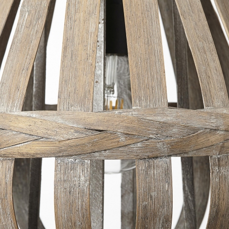 Skandynawska Lampa bambusowa wisząca Kaminika 33 natrualna Brilliant nad stół w jadalni.