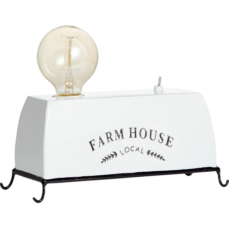 Ładna Lampa stołowa rustykalna Farm Life I biała Brilliant do salonu i na stół.