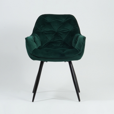 Cherry Velvet green quilted chair with armrests Signal