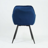 Cherry Velvet navy blue quilted chair with armrests Signal