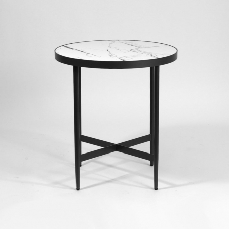 Dolores 50 white marble&amp;grey round side table Signal