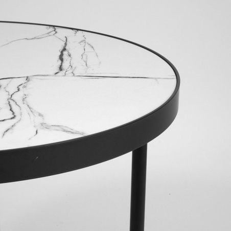 Dolores 50 white marble&amp;grey round side table Signal