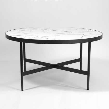 Dolores 80 white marble&amp;grey round coffee table Signal