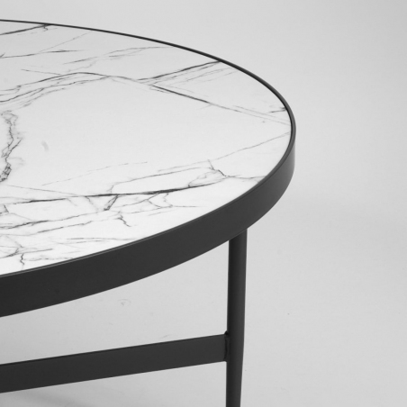 Dolores 80 white marble&amp;grey round coffee table Signal