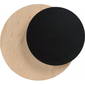 skandynawski Kinkiet okrągły ze sklejki Circle 22 czarno-drewniany Emibig do sypialni.