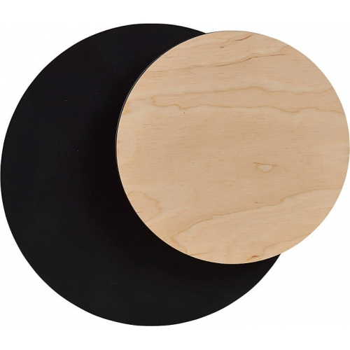 Circle 22 wood&amp;black round plywood wall lamp Emibig