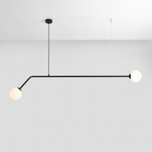 Designerska Lampa wisząca 2 szklane kule Pure Black 150 biało-czarna Aldex do kuchni, salonu i sypialni.