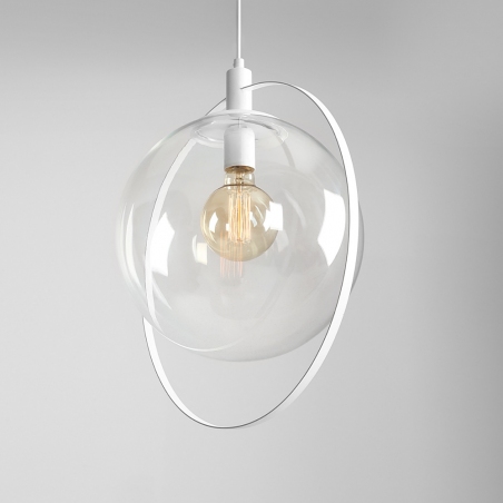 Lampa wisząca szklana kula Aura 42 przezroczysto-biała Aldex