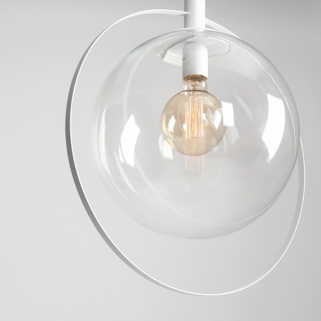 Designerska Lampa wisząca szklana kula Aura 42 przezroczysto-biała Aldex do kuchni, salonu i sypialni.