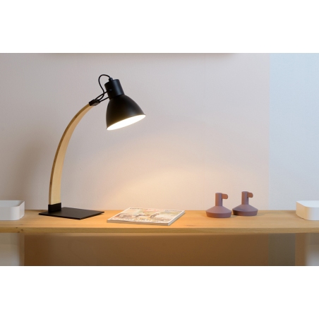 Curf black scandinavian wooden desk lamp Lucide