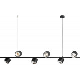 Designerska Lampa wisząca podłużna 6 punktowa Bot 161 czarna Aldex nad stół.