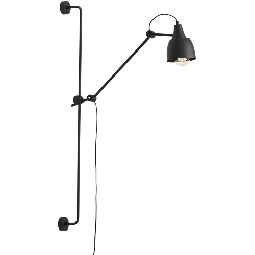 Dron black industrial wall lamp with arm Aldex