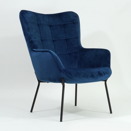 Castel navy blue velvet quilted armchair Halmar