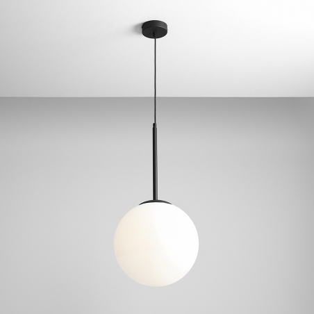 Designerska Lampa wisząca szklana kula Bosso 30 biało-czarna Aldex do kuchni, salonu i sypialni.