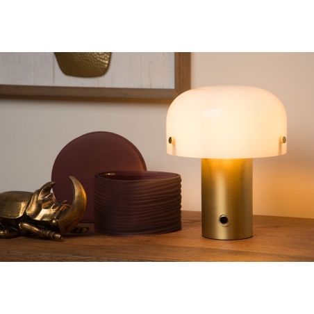Timon 18 opal&amp;gold matt glamour glass table lamp Lucide