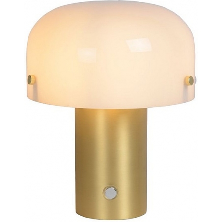 Dekoracyjna Lampa stołowa szkalna glamour Timon 18 opal/matowe złoto Lucide do salonu, przedpokoju lub sypialni.