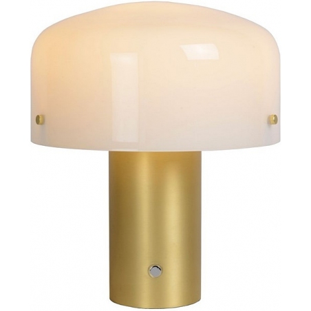 Dekoracyjna Lampa stołowa szklana glamour Timon 27 opal/matowe złoto Lucide do salonu, przedpokoju lub sypialni.