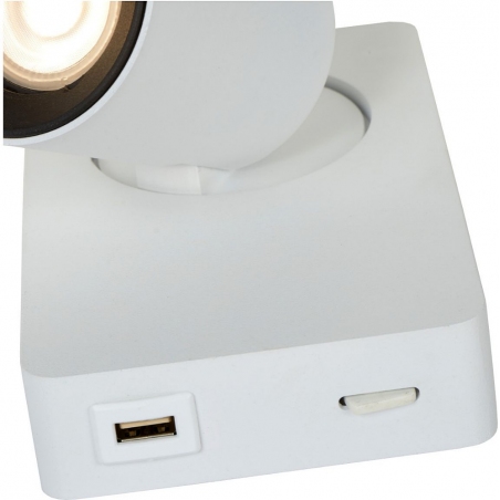 Nigel white wall lamp with switch and usb Lucide