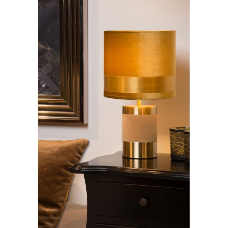Dekoracyjna Lampa stołowa glamour Frizzle żółto-złota Lucide do salonu, przedpokoju lub sypialni.