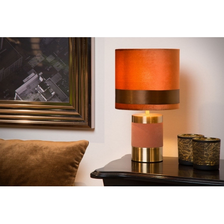 Dekoracyjna Lampa stołowa glamour Frizzle mosiężno-brązowa Lucide do salonu, przedpokoju lub sypialni.