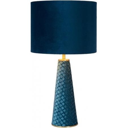 Dekoracyjna Lampa stołowa welurowa Velvet niebieska Lucide do salonu, przedpokoju lub sypialni.