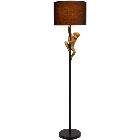 Chimp black&amp;brass decorative floor lamp with shade Lucide