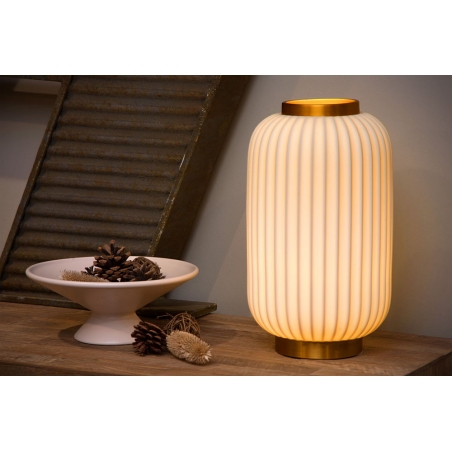 Dekoracyjna Lampa stołowa ceramiczna Gosse 33 biała Lucide do salonu, przedpokoju lub sypialni.