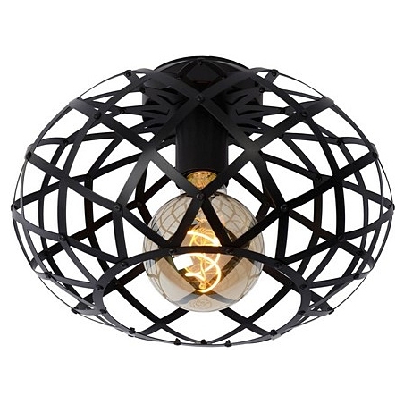 Wolfram 30 black round wire ceiling lamp Lucide