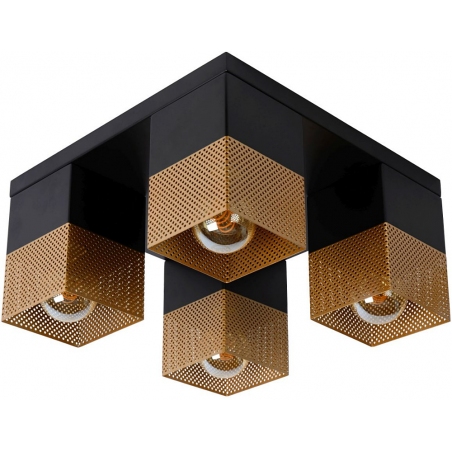 Renate black&amp;brass square mesh ceiling lamp Lucide