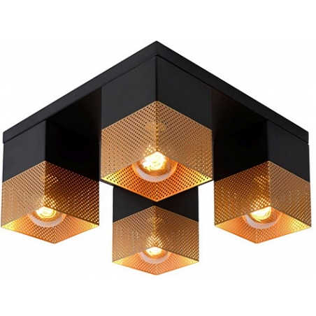 Renate black&amp;brass square mesh ceiling lamp Lucide