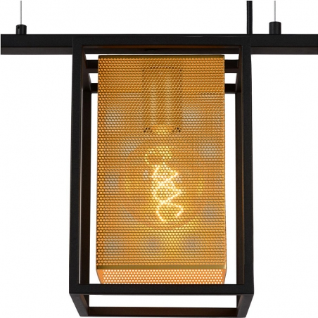 Sansa black&amp;gold mesh pendant lamp with 3 lights Lucide