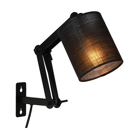 Tampa black wall lamp with arm and shade Lucide