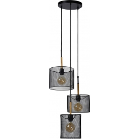 Baskett 46 black mesh pendant lamp with 3 lights Lucide