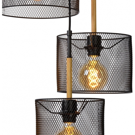 Baskett 46 black mesh pendant lamp with 3 lights Lucide