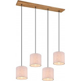 Stylowa Lampa wisząca skandynawska 4 punktowa Elmau szaro-drewniana Trio do kuchni, jadalni i salonu.