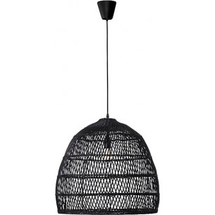 Stylowa Lampa wisząca rattanowa boho Tanic 53 czarna do kuchni, jadalni i salonu.